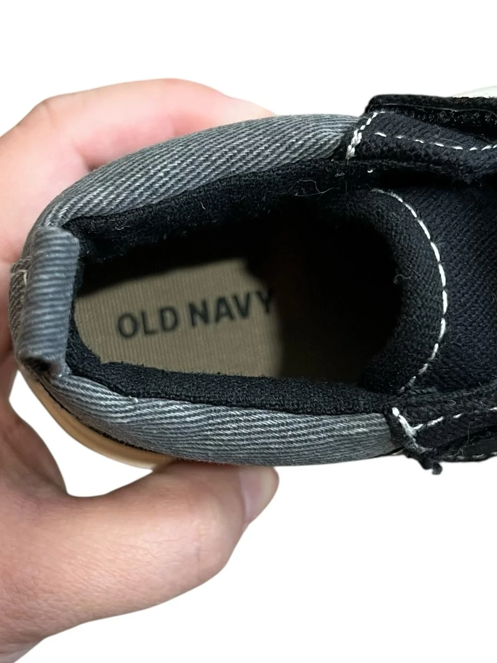 Old Navy Canvas Double Secure Strap High Top Skate Sneakers Black Toddler Size 8